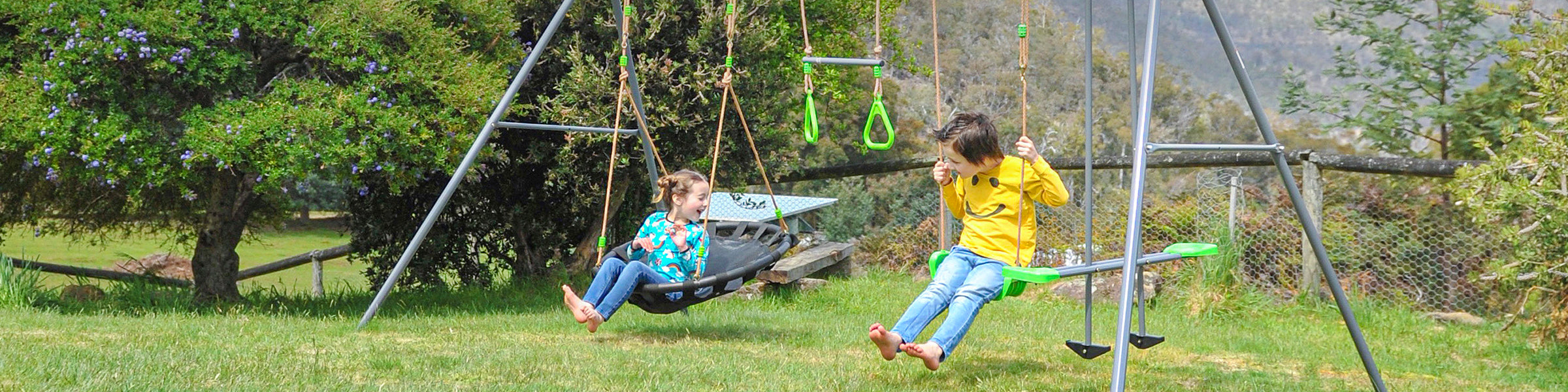 Quadruple Swing Sets with Slide