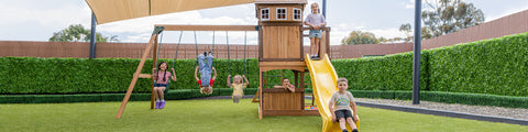 Triple Swing Sets with Slide & Monkey Bars