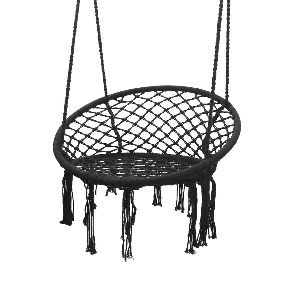 Hammock Hanging Swing Chair with Cushions in Black