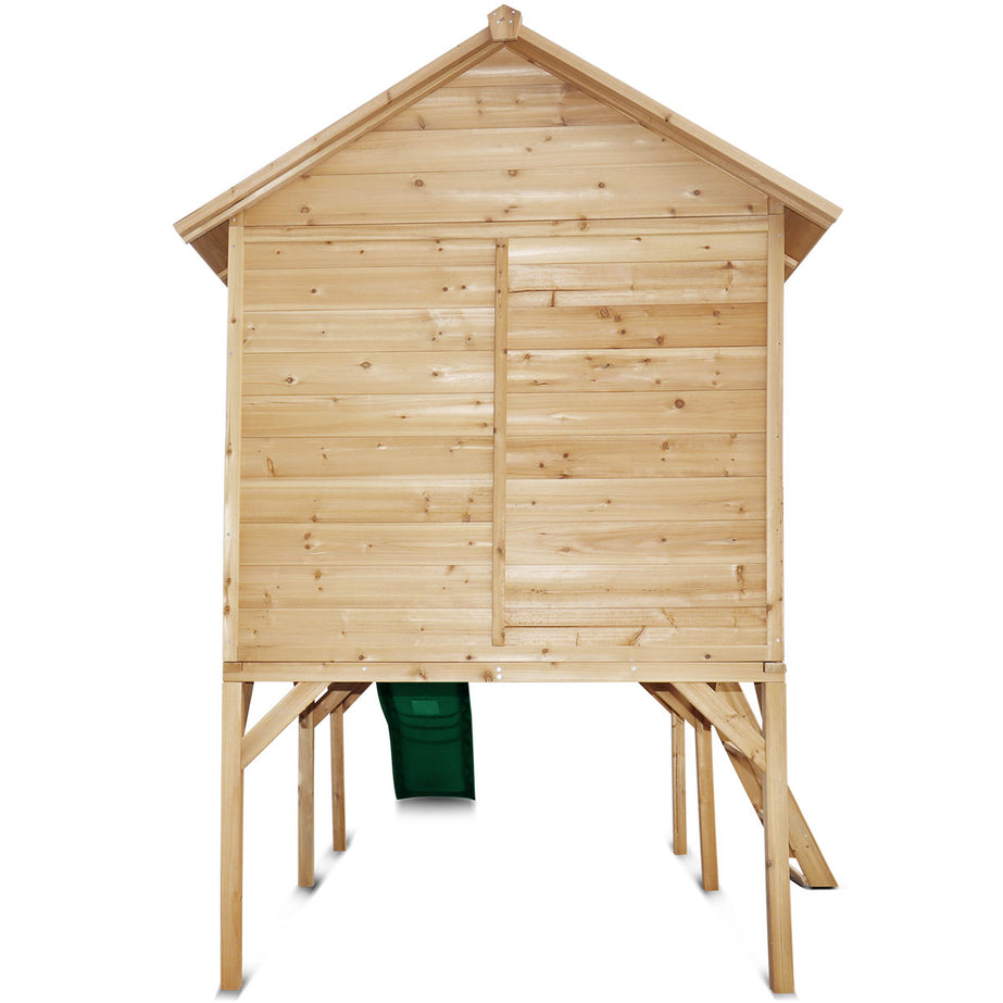 Archie Elevated Cubby House with Green Slide