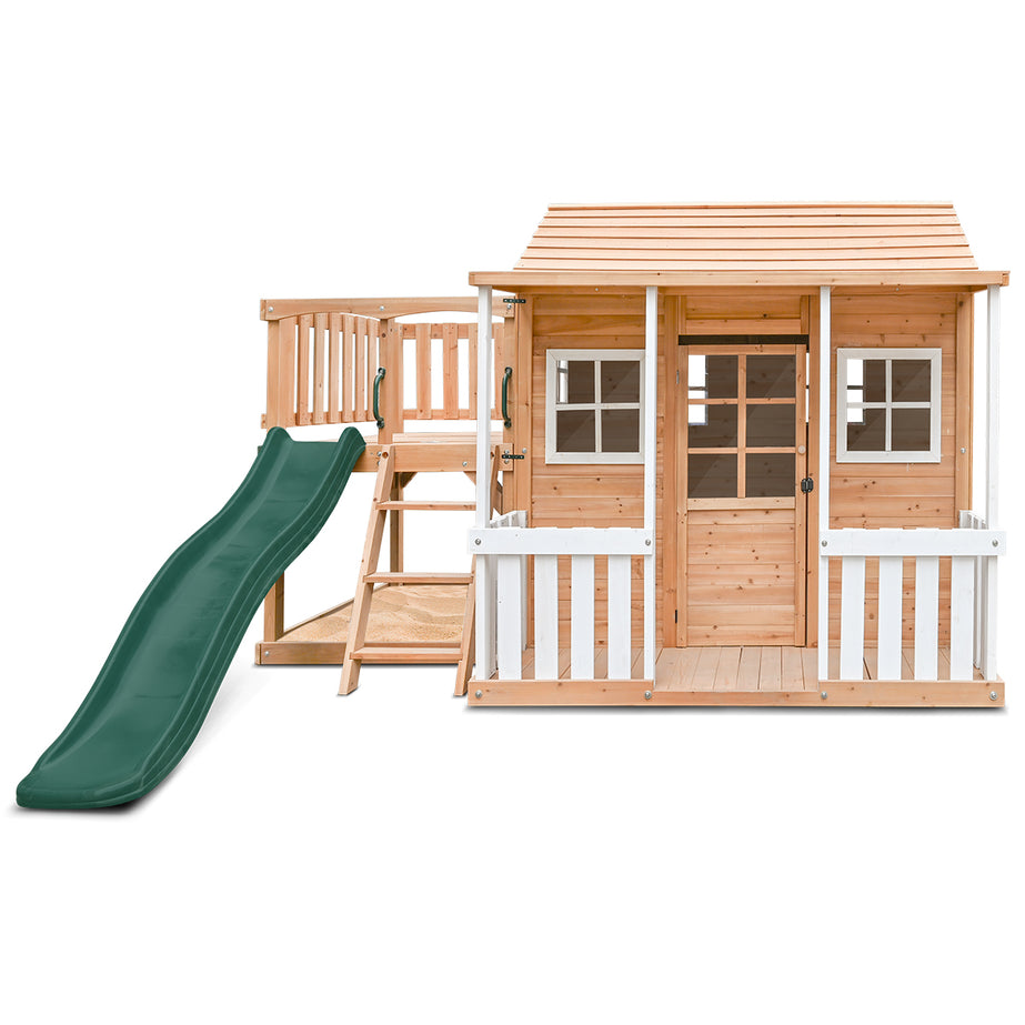 Finley Cubby House with 1.8m Green Slide