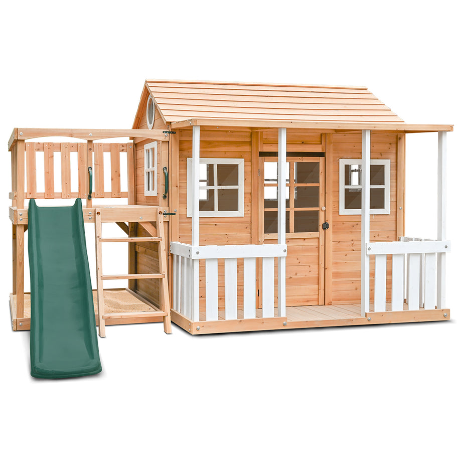 Finley Cubby House with 1.8m Green Slide