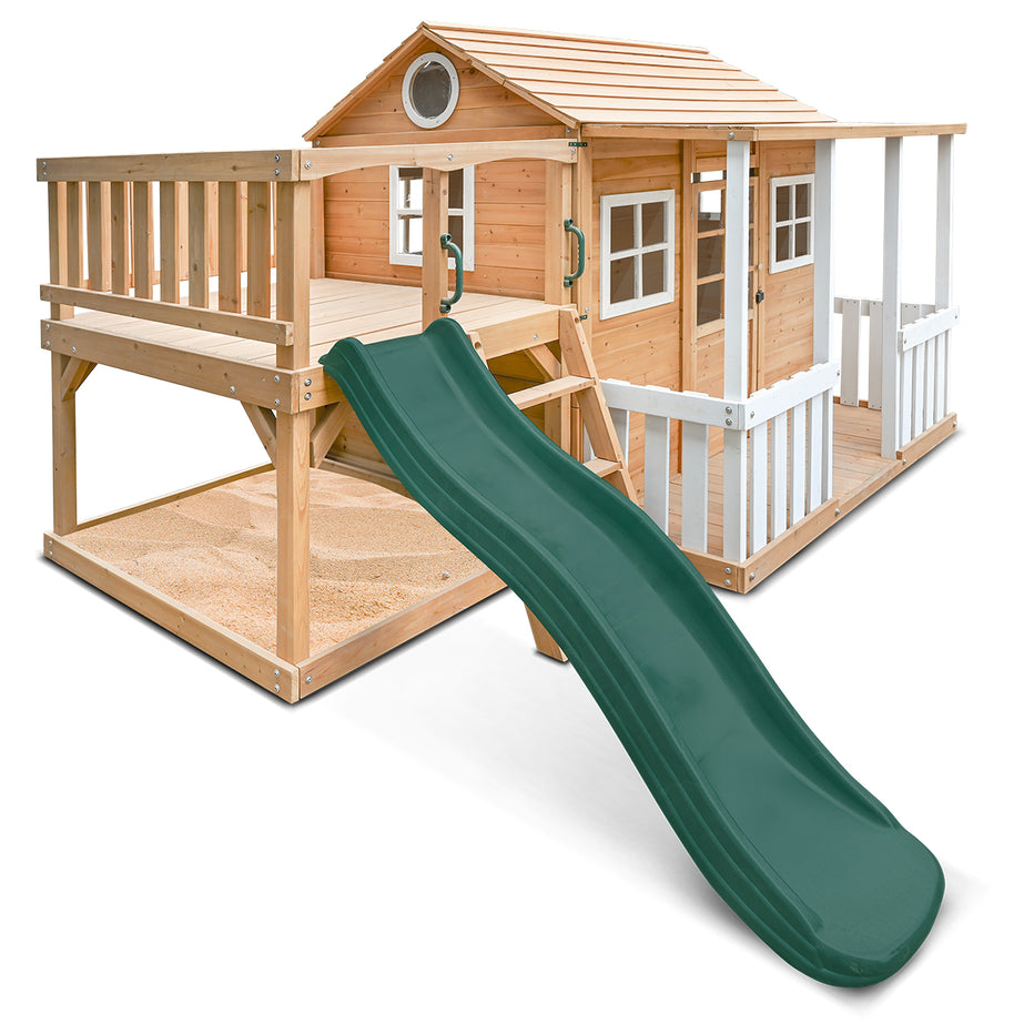 Finley Cubby House with 1.8m Green Slide