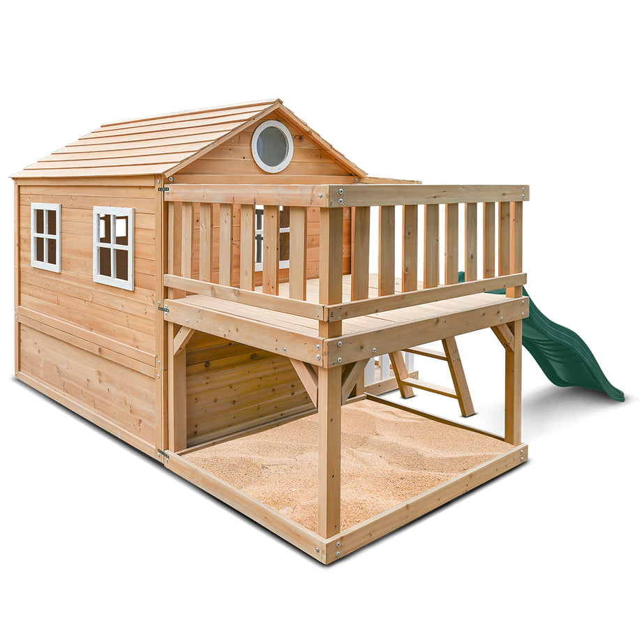 Finley Cubby House with 1.8m Green Slide