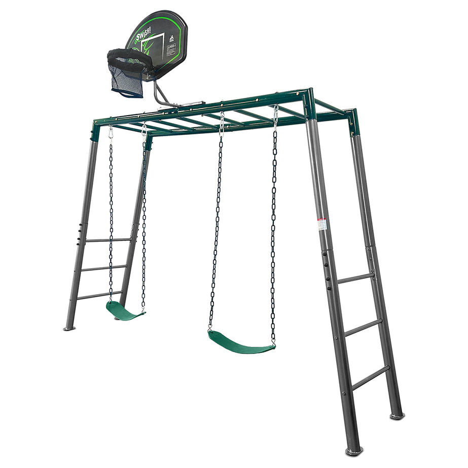 Stanley Commerical Steel Monkey Bars with Anchor Kit and Basketball Ring