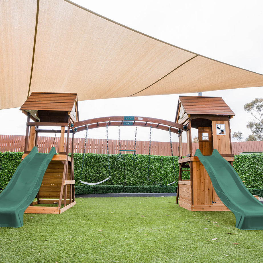 Armadale Play Centre Set with 2 x 2.2m Green Slides