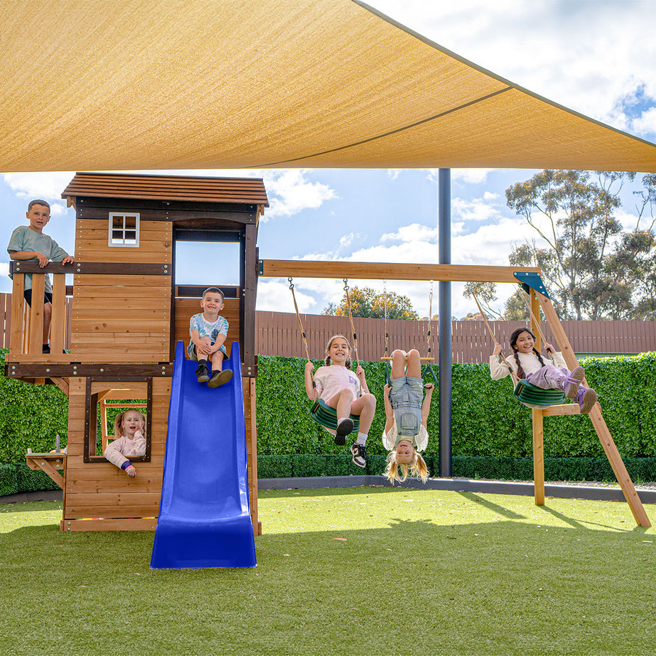 Darlington Play Centre & Swing Set (Blue Slide)