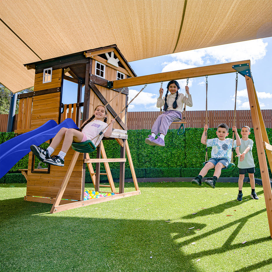 Darlington Play Centre & Swing Set (Blue Slide)