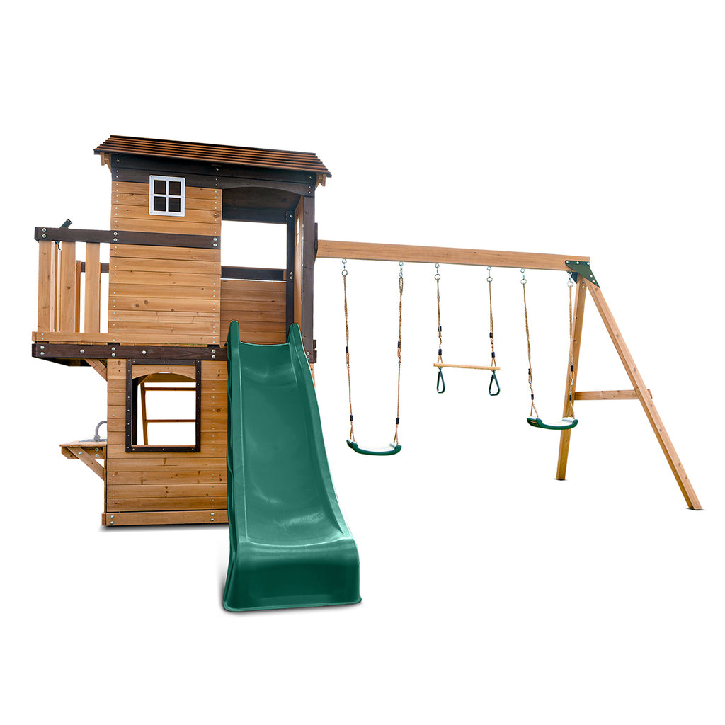 Darlington Play Centre & Swing Set (Green Slide)