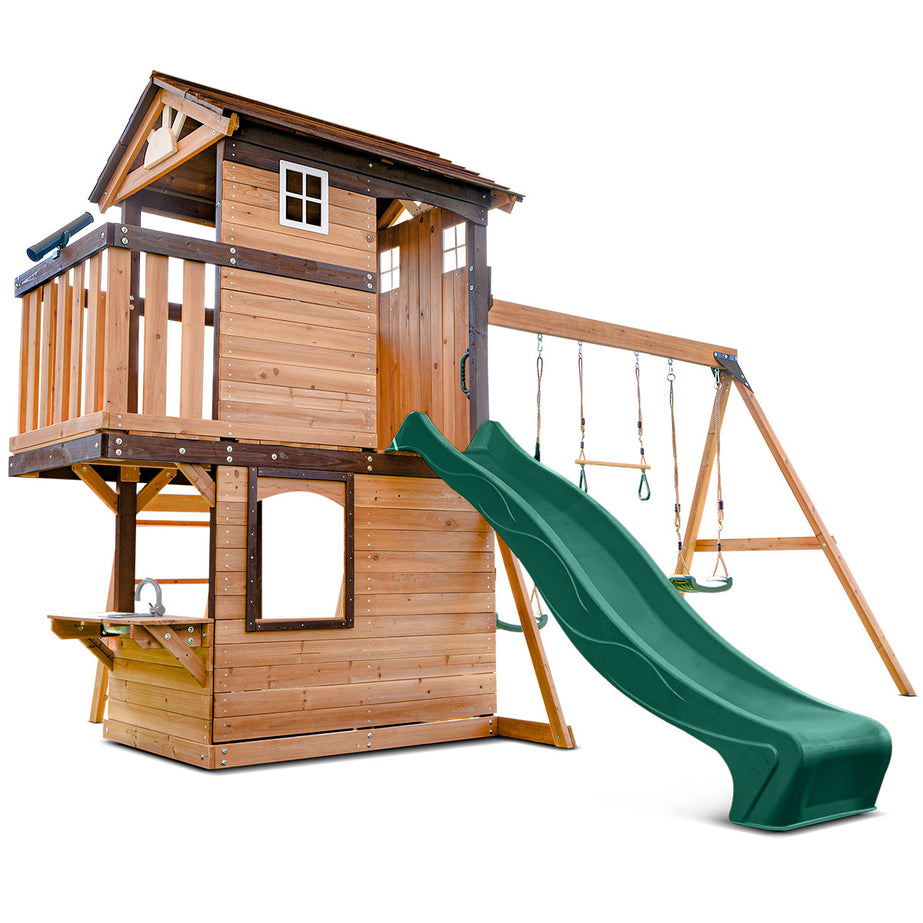 Darlington Play Centre & Swing Set (Green Slide)