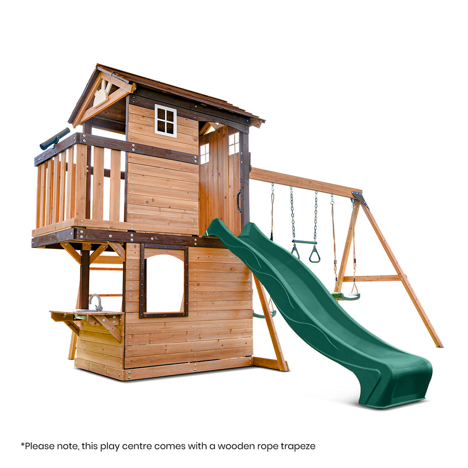 Darlington Play Centre & Swing Set (Green Slide)