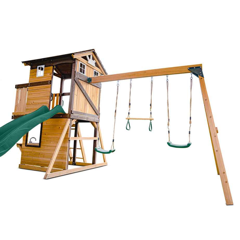 Darlington Play Centre & Swing Set (Green Slide)