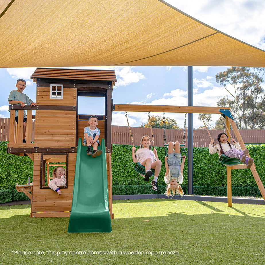 Darlington Play Centre & Swing Set (Green Slide)