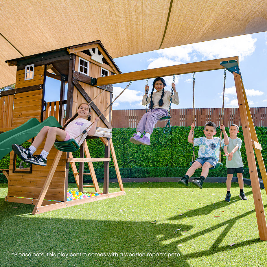 Darlington Play Centre & Swing Set (Green Slide)