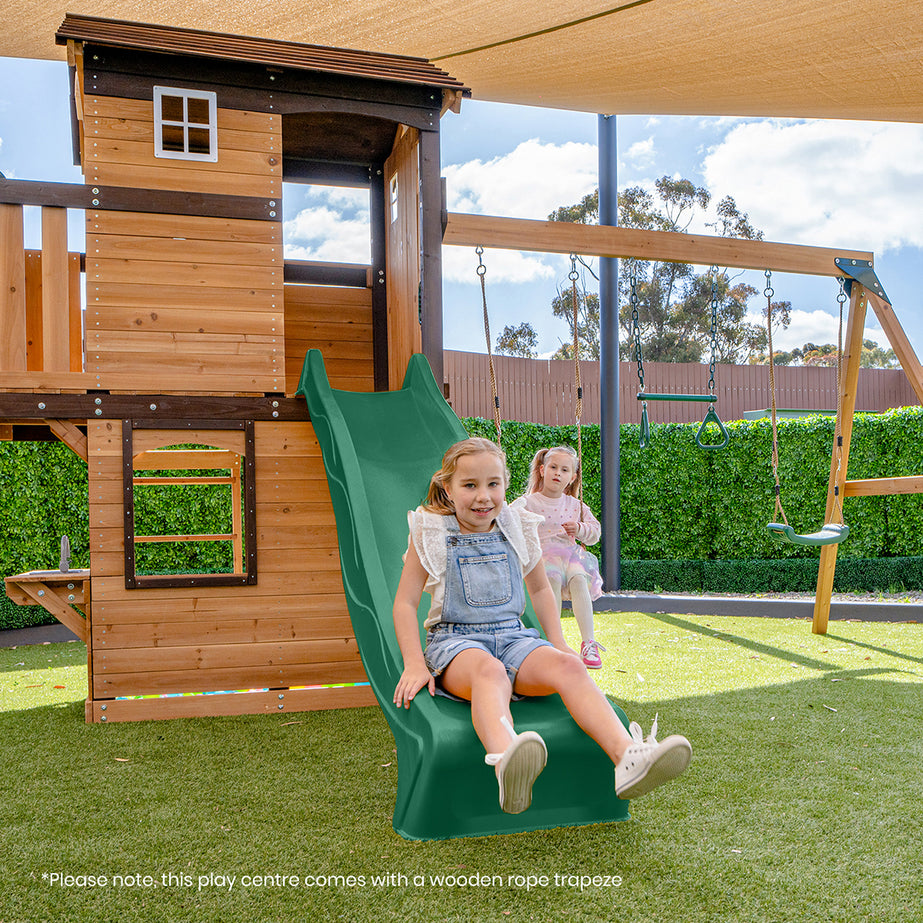 Darlington Play Centre & Swing Set (Green Slide)