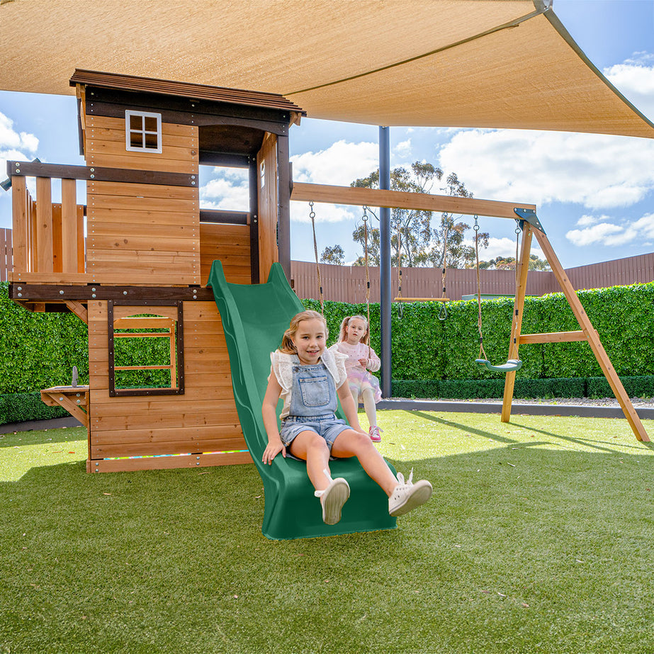 Darlington Play Centre & Swing Set (Green Slide)