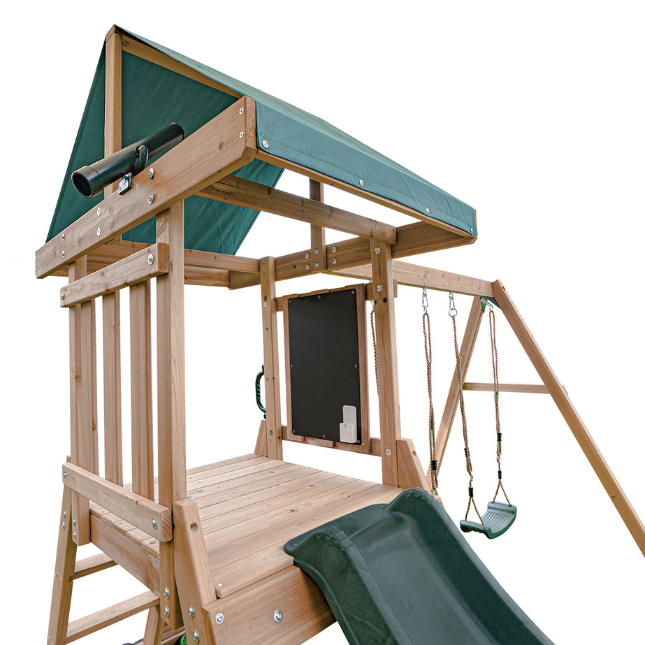 Greenvale Play Centre & Swing Set (Green Slide)