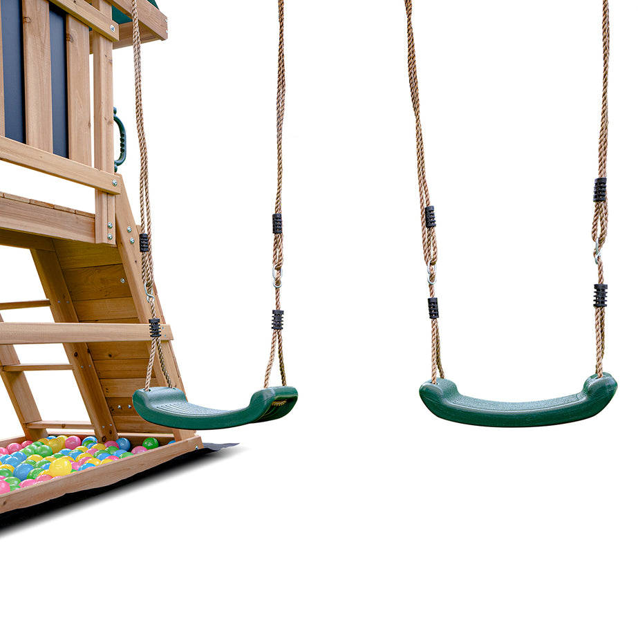 Greenvale Play Centre & Swing Set (Green Slide)