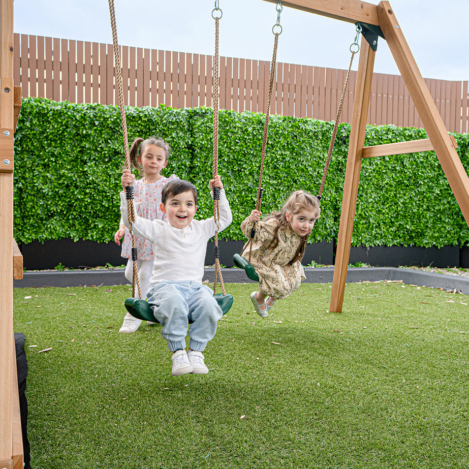 Greenvale Play Centre & Swing Set (Green Slide)