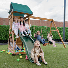 Greenvale Play Centre & Swing Set (Green Slide)