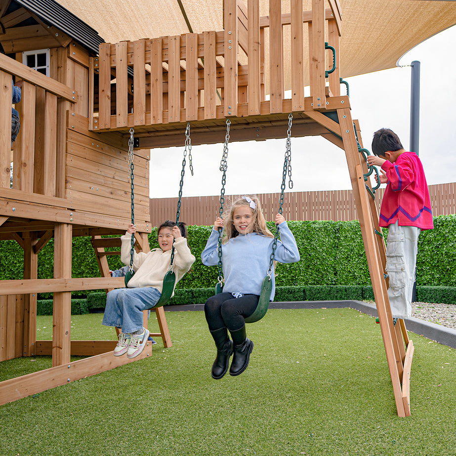 Kensington Play Centre & Swing Set (Green Slide)