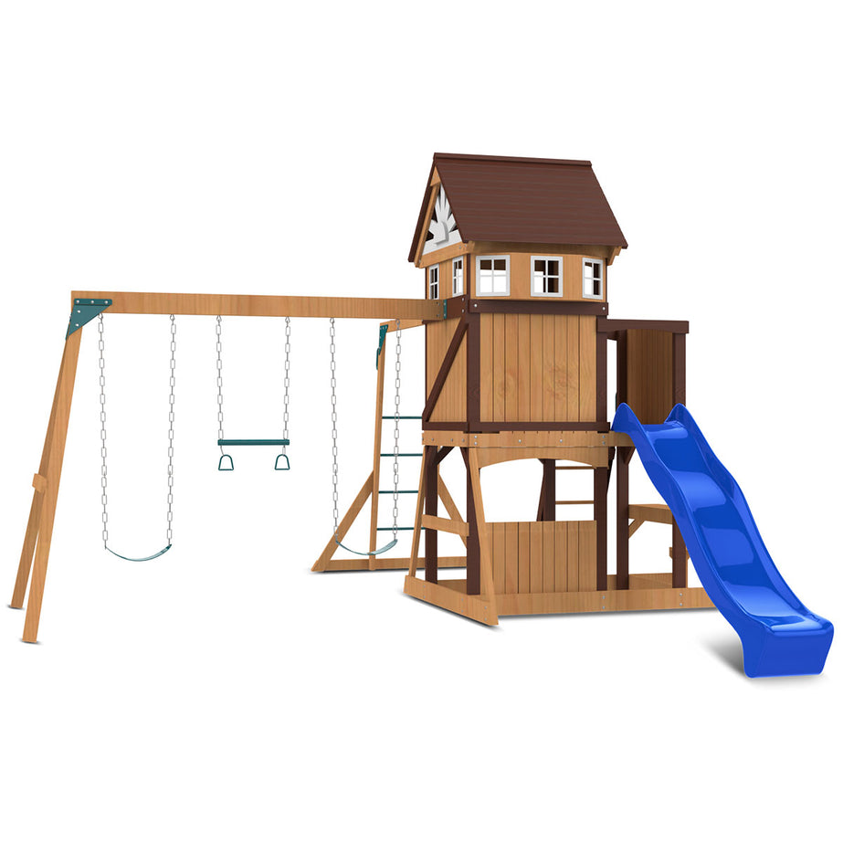 Meer Brook Play Centre & Swing Set (Blue Slide)