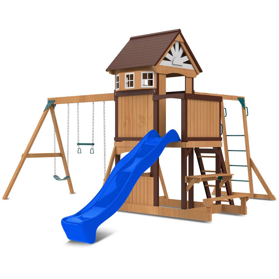 Meer Brook Play Centre & Swing Set (Blue Slide)