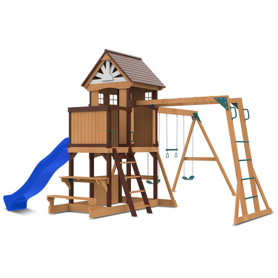 Meer Brook Play Centre & Swing Set (Blue Slide)