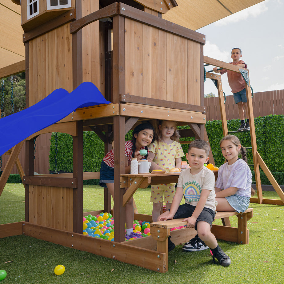 Meer Brook Play Centre & Swing Set (Blue Slide)