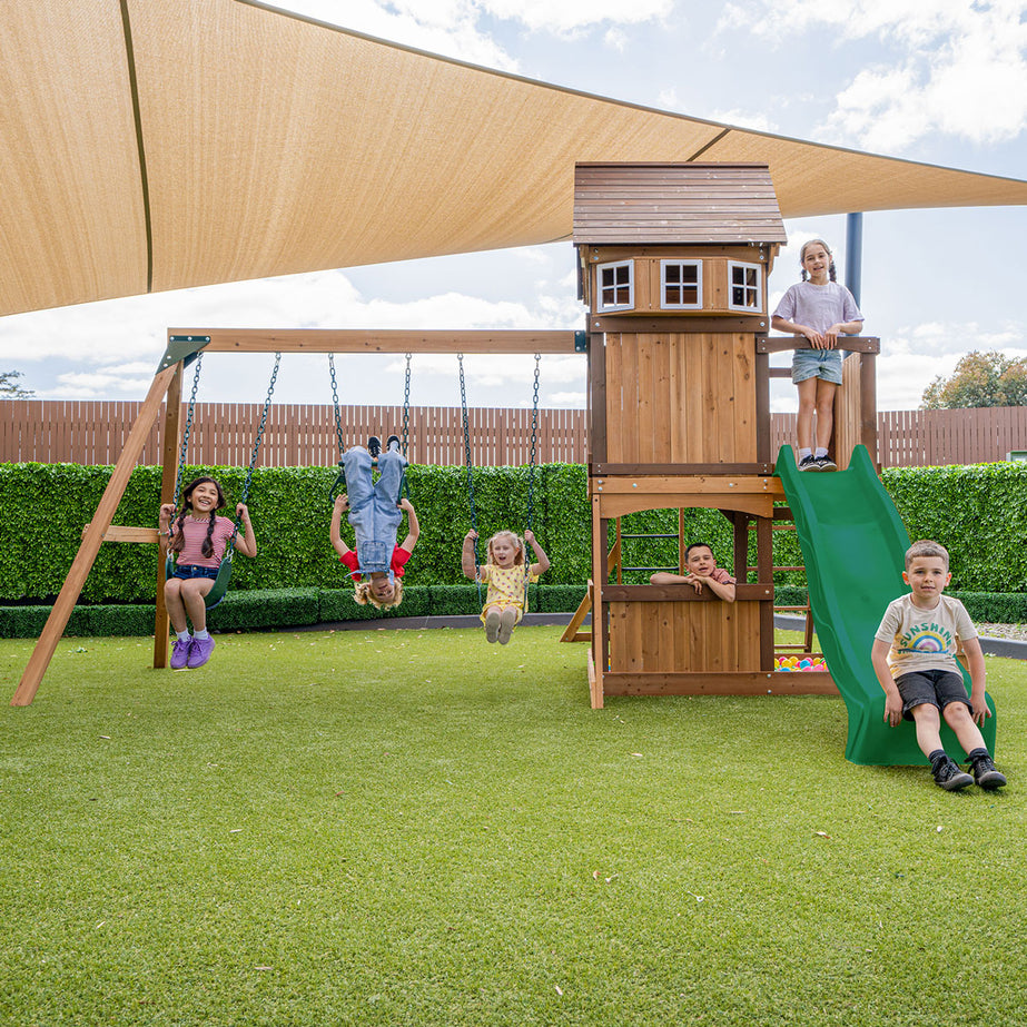 Meer Brook Play Centre & Swing Set (Green Slide)