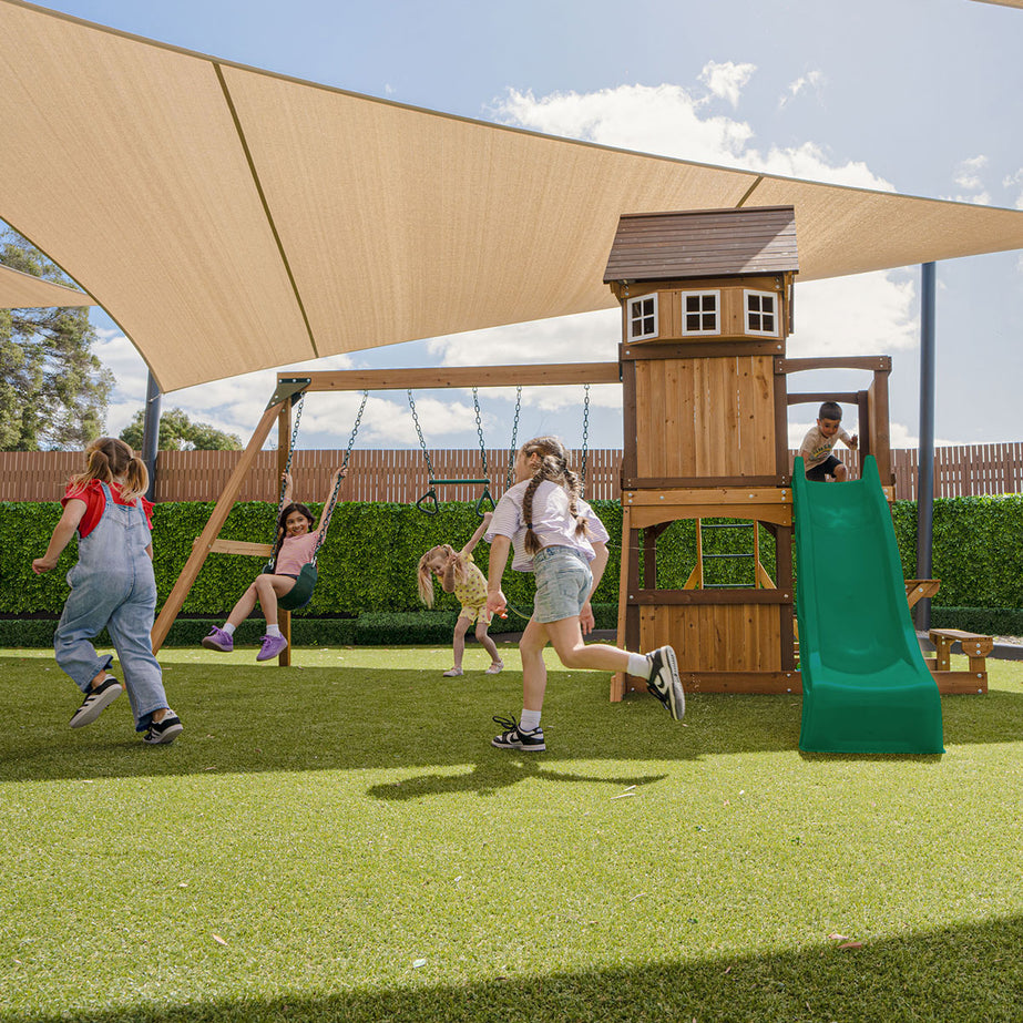 Meer Brook Play Centre & Swing Set (Green Slide)