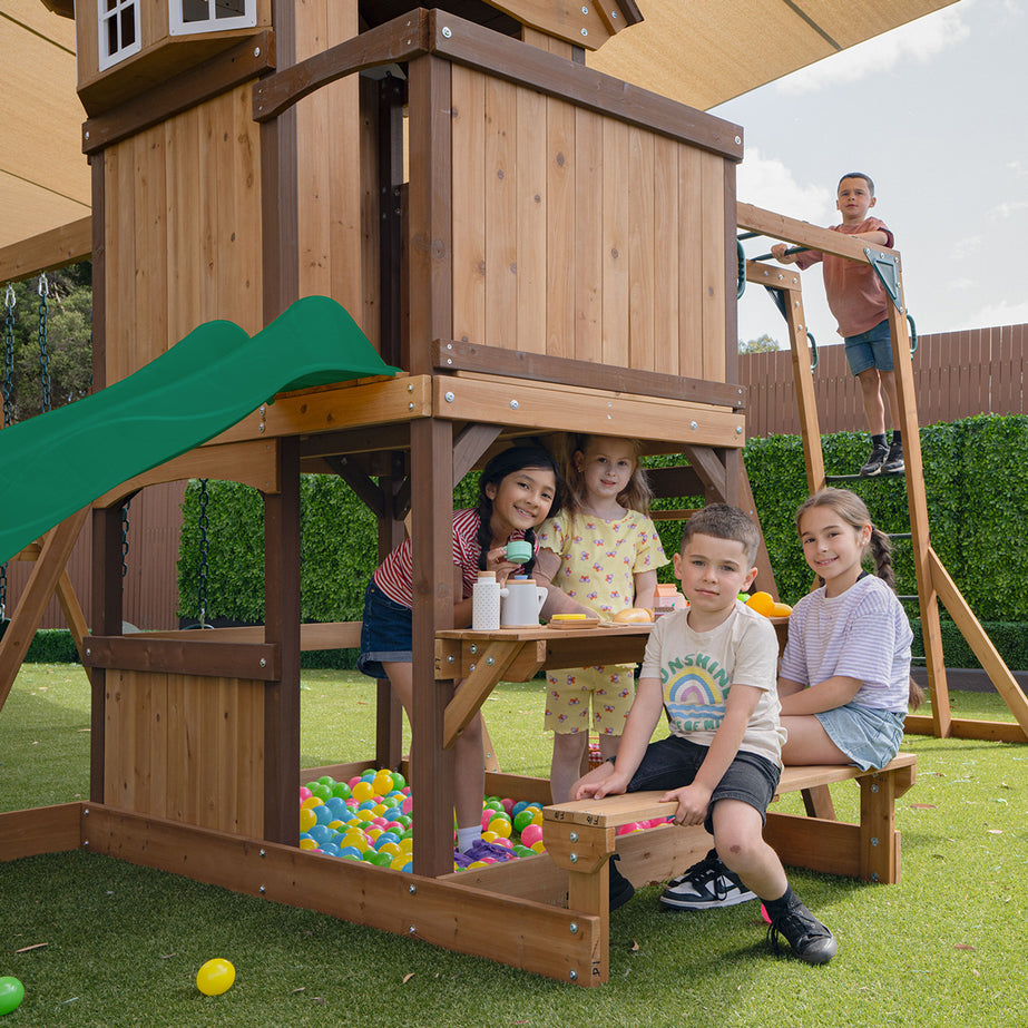 Meer Brook Play Centre & Swing Set (Green Slide)