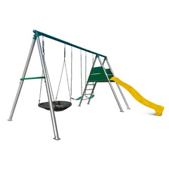 Europa Commercial Steel Swing Set with Yellow Slide