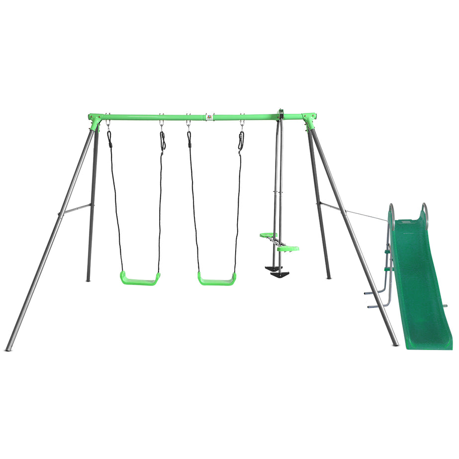 Hurley 2 Metal Swing Set with Slippery Slide