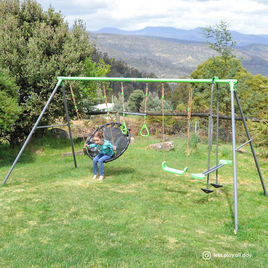 Lynx Metal Swing Set with Slide